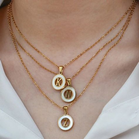 Women Circle, Letter Model, Women's Circle, Trendy Necklace, Initial Pendant Necklace, Gold Charm Necklace, Necklace Chain Lengths, Trendy Necklaces, Waterproof Jewelry