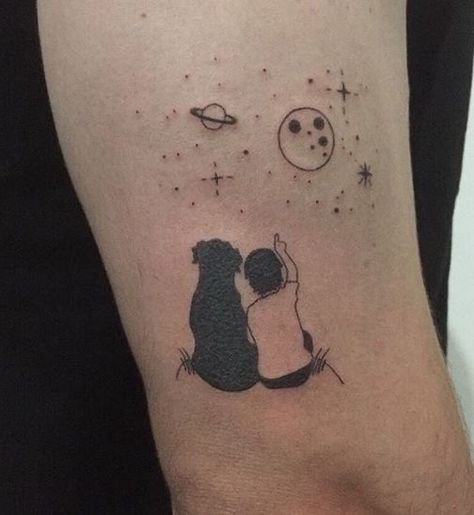 Small Cute Dog Tattoos, Dog Tattoo Ideas Sleeve, Dog Tattoo Ideas Rottweiler, Mother Daughter Dog Tattoos, Son And Dog Tattoo, Dog And Man Tattoo, Small Rottweiler Tattoo, Mans Best Friend Tattoo Dogs, Men’s Dog Tattoos