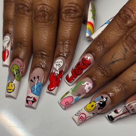 BIG 30! BIG LIBRA! ⚖️ freestyle handpainted sticker nails 4 @jusbpresent 💕🫶🏼 happy birthday!!… | Instagram Libra Season Nails, Number On Nails Design, Libra Birthday Nails, Nail Designs Simple Short, Libra Nails, Zodiac Nail Designs, Happy Birthday Instagram, Number Nail Art, Sticker Nails