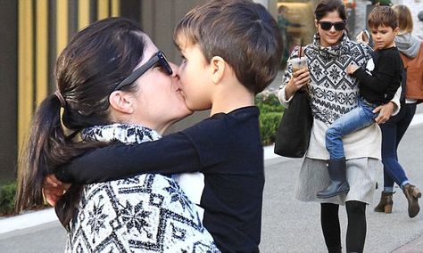 Selma Blair plants a kiss on son's lips as she takes him to meet Santa Mom Kiss Son Lips, Mom Kiss, Meet Santa, Selma Blair, Designer Party Wear Dresses, The Grove, Father Christmas, A Kiss, Party Wear Dresses