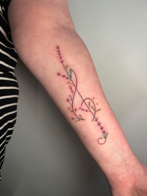 Fine line treble clef tattoo Clef Tattoo, Treble Clef Tattoo, Treble Clef, Fine Line, Lavender, Tattoos