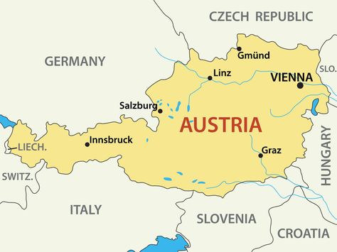 28 Fun Facts About Austria Stone Age Man, Austrian Flag, Austria Map, Austrian Empire, Europe City, Geography Map, Map Illustration, Salzburg Austria, Jewish History