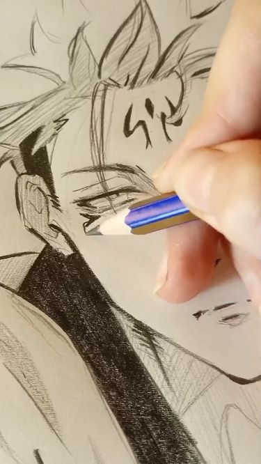 Find the perfect sketch for your project. Click! 😿☆ Sukuna Drawing Tutorial, Gojo Art Sketches, Gojo Draw Sketch, Jjk Drawing Sketch, Gojo Drawing Sketch, How To Draw Gojo, Gojo Satoru Sketch, Gojo Sketch, Gojo Drawing