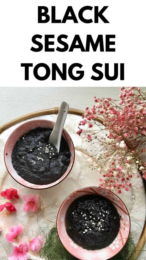 Black Sesame Soup, Black Sesame Dessert, Black Sesame Powder, Tong Sui, Asian Deserts, Sesame Recipes, Black Sesame Paste, Chinese Desserts, Sesame Paste