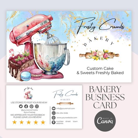 Bakery Template, Bakery Business Cards Templates, Bakery Business Cards, Business Card Templates, The Bakery, Bakery Business, Cards Templates, Business Stationery, Personal Business Cards