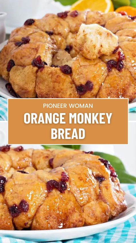 Pioneer Woman Orange Monkey Bread Orange Monkey Bread With Canned Biscuits, Orange Monkey Bread, Monkey Bread With Canned Biscuits, Pioneer Woman Desserts, Monkey Bread Recipe Easy, Orange Monkey, Monkey Bread Recipe, Orange Rolls, Tasty Dessert