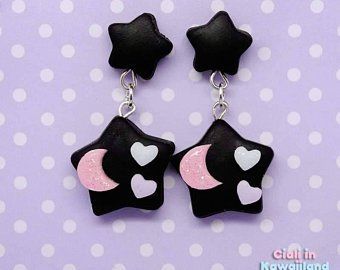 Ciali in Kawaiiland cute smartphone case & by CialiKawaiiland Pastel Goth Earrings, Pastel Goth Outfits, Stars Earrings, Kawaii Pastel Goth, Goth Earrings, Goth Accessories, Goth Outfit, Pastel Goth Fashion, Star Stud Earrings