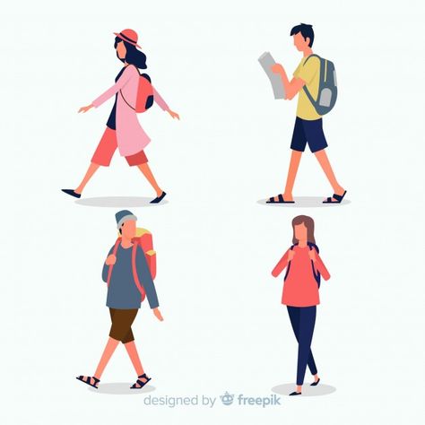 Walking Illustration People, Walking Illustration, Vector Illustration People, Illustration Design Graphique, Flat Character, People Cutout, Chat Halloween, Simple Character, Flat Design Illustration