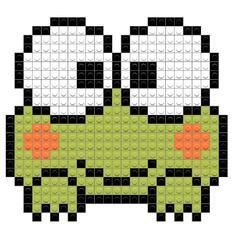 Kerropi Pixel Art, Frog Pixel Art Grid, Pixel Art Frogs, Anime Pixel Art Grid, Cute Pixel Art Grid, Frog Pixel Art, Sanrio Pixel Art, Pixel Frog, Easy Pixel Art