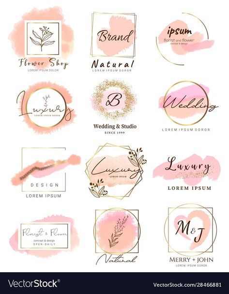 Make Logo Design Free, Logo Background Design, Ideas Para Logos, Rose Gold Logo Design, Planner Logo Design, Blog Logo Design, Watercolor Logo Design, Banner Logo, Gold Logo Design