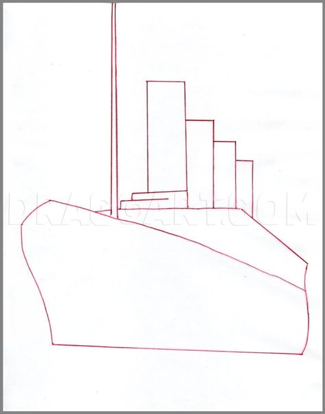 How To Draw The Titanic, Titanic, Step by Step, Drawing Guide, by catlucker - DragoArt How To Draw Titanic, Titanic Drawing, Titanic Boat, Titanic Movie Poster, Titanic Art, Titanic Ship, Boat Drawing, Math Poster, Classroom Display