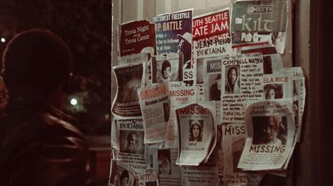 ehanneri: either the kidnapper admiring 'his work' or an investigator picking a random poster (as though it were a business flyer) to solve he case for Between Two Worlds, Trivia Night, Lily Evans, Lost Boys, Life Is Strange, X Files, Arte Horror, Story Inspiration, Coraline