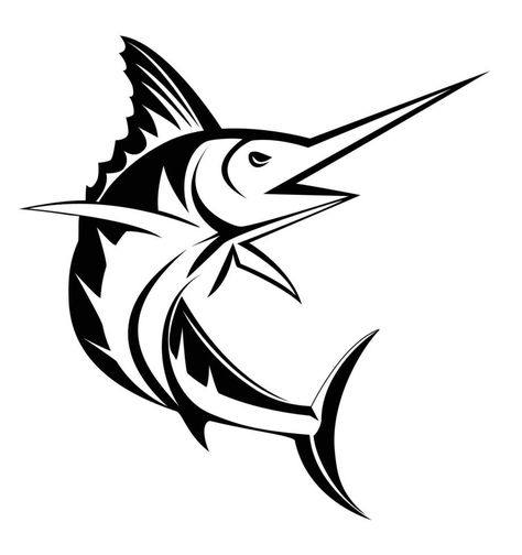 Marlin Fish, Small Tats, Fish Silhouette, Fish Graphic, Fish Vector, Fishing Svg, Fish Drawings, Stencil Patterns, Banner Printing