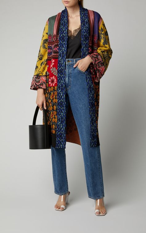 Etro Maglia Floral-Print Crepe Robe Moda Afro, Pull Mohair, Boots 2020, Mode Kimono, Winter Fashion Boots, Batik Fashion, Batik Dress, Kimono Fashion, Mode Style