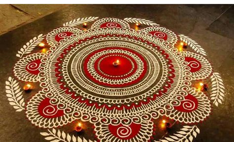 Rangoli Designs For Diwali, Indian Rangoli Designs, Ideas For Drawing, Easy Rangoli Designs Videos, Rangoli Designs Simple Diwali, Alpona Design, Drawing Nature, Rangoli Colours, Rangoli Designs Latest