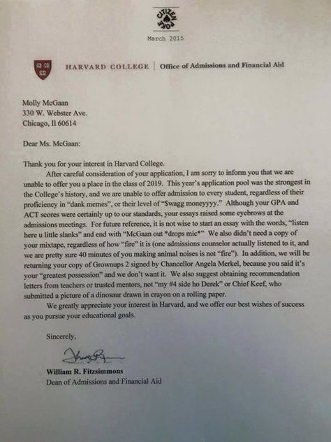 Did Harvard Reject the Best College Application Ever? College Acceptance Letter, Harvard College, College Acceptance, Acceptance Letter, College Application, Letter Of Recommendation, College Fun, Text Posts, Bones Funny