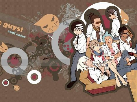 The guys, and then there's maka Soul Eater Wallpaper, Eater Wallpaper, Badass Drawings, Soul Eater Manga, Dark Souls 2, Friends Wallpaper, Theme Background, Guy Friends, Anime Guys Shirtless