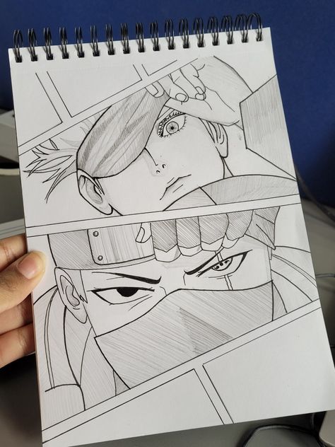 #naruto #jjk #anime #art #drawing Gojo And Kakashi Drawing, Anime Drawing Sketches Naruto, Naruto Sketch Drawing Art, Anime Easy Painting Ideas, Jjk Sketch Drawing, Drawing Anime Naruto Art, Kakashi Drawing Art, Random Easy Drawings, Gojo Vs Kakashi