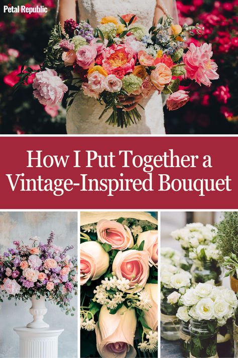 I’ve always had a soft spot for the charm of vintage floral arrangements. Mixing these two types of flowers gives you the best of both worlds—the timeless beauty of preserved blooms and the vibrant freshness of new ones. Follow these simple steps, and you’ll have a bouquet that feels both nostalgic and fresh. Peonies And Hydrangeas, Dried Eucalyptus, Vintage Bouquet, Vintage Wedding Theme, Floral Tape, Bouquet Arrangements, Soft Spot, Flower Arranging, Fresh Cut Flowers