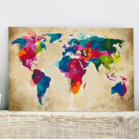 Wallpaper Bedroom Feature Wall, World Map Painting, Colour Fields, Vip Kid, Banksy Graffiti, Colorful World, Acrylic Paint Set, Leonid Afremov Paintings, Watercolor Sketch