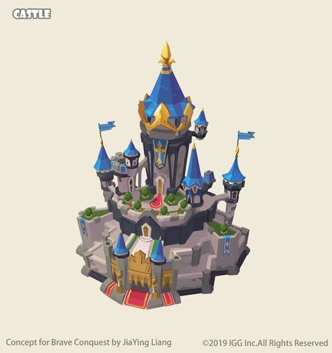 ArtStation - Castle, JiaYing Liang Casual Background, Castle Cartoon, Buildings Artwork, Badge Icon, Fantasy Town, Art Games, 2d Game Art, Magic Castle, Casual Art