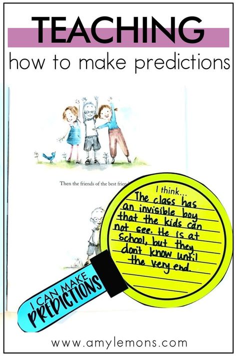 Predicting typically requires two elements, clues picked up from the book’s text and the reader’s own personal experiences. Amy Lemons shares 4 predicting strategies you can use to help you teach your students how to make book predictions! This is an excellent resource for your classroom or homeschool lessons. Interactive Reading Activities, How To Make Book, How To Teach Reading, Predicting Activities, Grammar Lesson Plans, Amy Lemons, Making Predictions, Teach Reading, Reading Curriculum