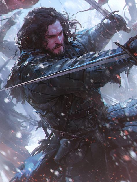 John Snow from Game of Thorne Jon Snow In The Books, Jon Snow Art Book, Got Concept Art, John Snow Hair, Jon Snow Art Fanart, Jon Snow Book Art, Game Of Thrones Book Art, John Snow Art, Jonsa Art