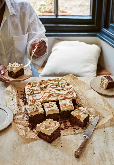 Chocolate Buttermilk Cake, Cherry Slab Pie, Chocolate Traybake, Traybake Cake, Buttermilk Chocolate Cake, Autumn Baking, Salad Cake, Chocolate Dishes, Loaf Cakes