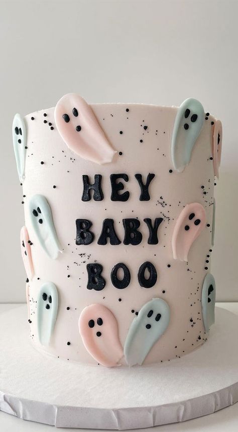 A Little Boo Is Almost Due Cake, Fall Gender Reveal Cake, Halloween Themed Baby Shower Ideas, Halloween Baby Shower Cake, Gender Reveal Halloween, Halloween Cake Ideas, Themed Baby Shower Ideas, Cake Halloween, October Baby Showers