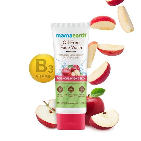 Mamaearth Oil Free Face Wash 100 ml with Apple Cider Vinegar for Oily Skin This product data sheet is originally written in English. Mamaearth Oil Free Face Wash 100 ml with Apple Cider Vinegar for Oily Skin REMOVES EXCESS OIL: Fighting acne from the root, the face wash removes excess oil, preventing breakouts. It also keeps acne-causing bacteria at bay. ELIMINATES GRIME & DIRT: Clear & refreshed skin incoming! Ideal for oily and acne-prone skin, the face wash unclogs pores & removes grime. GIVE Oil Free Face Wash, Skin Type Test, Face Wash For Oily Skin, Fade Acne Marks, Acne Free Skin, Skin Care Cleanser, Acne Free, Sls Free Products, Clear Acne