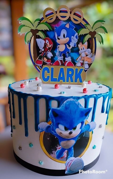 Cake Sonic Ideas, Sonic Cake Buttercream, 1 Tier Sonic Cake, Sonic Images For Cake, Round Sonic Cake, Bolo Sonic, Sonic Birthday Cake, Girly Birthday Cakes, Nemo Cake