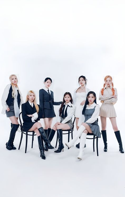 Dreamcatcher Group Photo, Dreamcatcher Photoshoot, Dreamcatcher Outfits, 4 Eve, Elegant Fits, Dreamcatcher Fanart, Kpop Dreamcatcher, Photos For Edits, Group Names Ideas