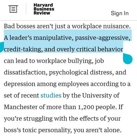 Toxic Boss Quotes Workplace, Passive Aggressive Boss, Toxic Boss, Toxic Workplace, Benefit Of The Doubt, Passive Aggressive Behavior, Bad Boss, University Of Manchester, Passive Aggressive