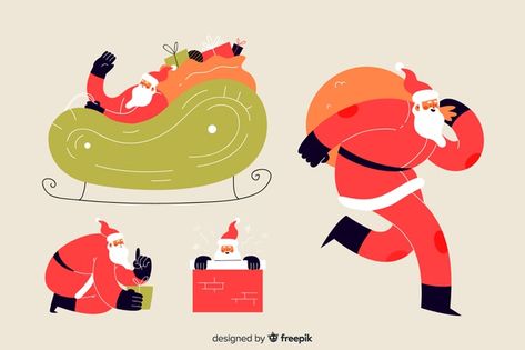 Hand drawn santa claus character collect... | Free Vector #Freepik #freevector #freechristmas #freemerry-christmas #freesanta-claus #freehand Santa Claus Illustration, Santa Claus Vector, How To Draw Santa, Character Collection, Graphic Editing, Vector Hand, Free Christmas, Christmas And New Year, Santa Claus