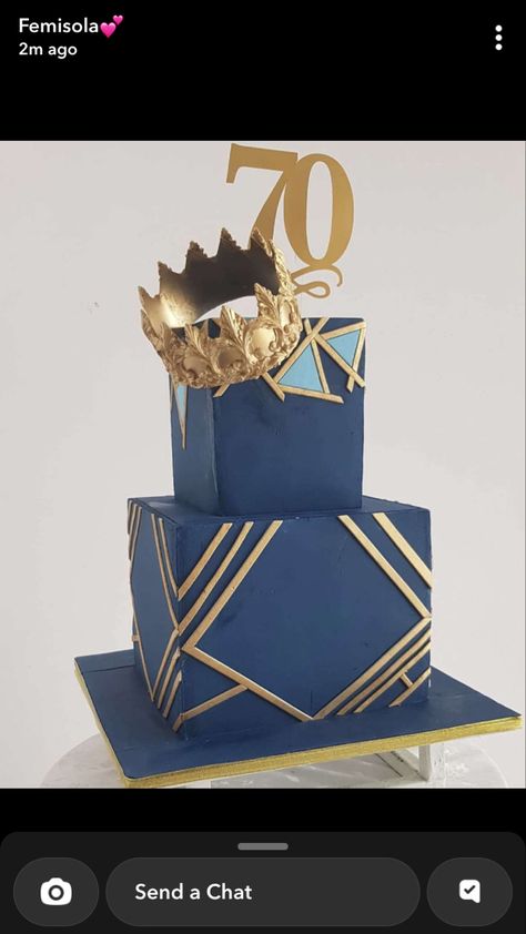 Fondant Cakes Birthday Men, Male 70th Birthday Party Ideas, 70th Birthday Cake For Dad, Navy And Gold Cake, 70th Birthday Cake For Men, Male Birthday Cake, 50th Birthday Cake Images, 40th Birthday Cakes For Men, Square Birthday Cake