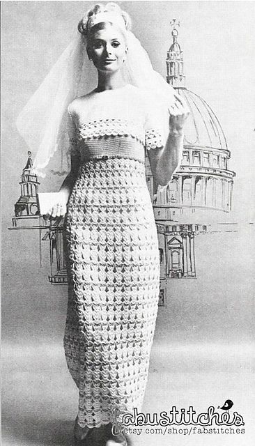 Ravelry: 60s Boho Chic Lacy Wedding Dress and Bolero - Vintage Crochet Pattern pattern by Twilleys of Stamford Lacy Wedding Dresses, Crochet Wedding Dress, Crochet Paisley, Chic Bridal Gown, 70s Crochet, Dress And Bolero, Crochet Wedding Dresses, 1960s Dresses, Baby Frock Pattern