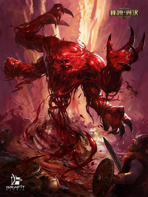 Blood Monster, Arte Occulta, Fantasy Demon, Heroic Fantasy, Cool Monsters, World Of Darkness, Monster Concept Art, Demon Art, Fantasy Monster