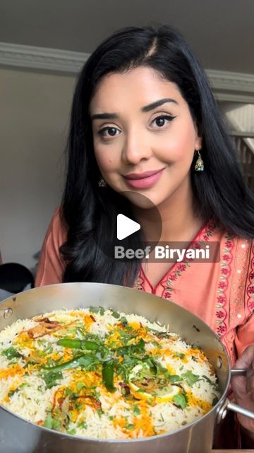 Kausar Raja on Instagram: "Eid Special: Beef Biryani

It’s Eid tomorrow so save this recipe and make it! I added this specially on your request to my Eid menu, @shanfoodsglobal have been a staple in our kitchen since I can remember and the masala packets make life so much easier - the perfect amount of spice and seasoning, no stressing about getting the spice or salty levels right! 

For the beef:
1kg boneless beef cubes
1 cup Greek yoghurt
1 tbsp garlic ginger paste
1 pack of Shaan Biryani Masala 
2 tomatoes
2 green chillis
Handful coriander
1 cup oil
3 large onions

For the rice:
750g rice (uncooked weight)
1 tbsp coriander seeds
1 tbsp whole cumin
3 bay leaves
1 tsp whole cloves 
1 tsp whole pepper
3 green cardamoms
4 black cardamoms
3 stick cinnamon
1 lemon
Handful coriander
4-5 mint l Eid Dishes, No Stressing, Beef Biryani Recipe, Kabsa Recipe, Beef Masala, Apple Crisp Bars Recipe, Beef Cubes, Beef Biryani, Biryani Masala