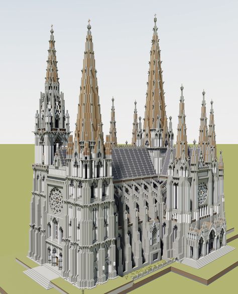 Minecraft Medieval Cathedral, White Castle Minecraft, Minecraft Gothic Castle, Minecraft Building Designs, Villa Minecraft, Minecraft Kingdom, Minecraft Building Guide, Chartres Cathedral, Minecraft Houses Blueprints