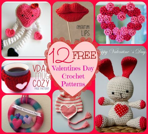 Huckleberry Love: 12 Free Valentines Day Crochet Patterns Valentine's Day Crochet, Crochet Valentine Patterns, Valentines Bricolage, Crochet Valentine, Crochet Heart Pattern, Valentines Patterns, Confection Au Crochet, Valentine Projects, Valentines Crochet