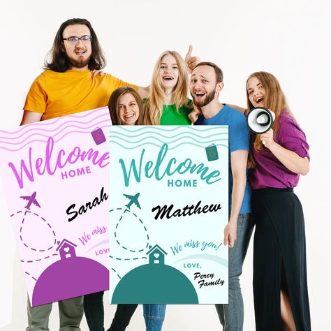 Airport Welcome Signs, Welcome Home Banner, Welcome Home Banners, Welcome Home Signs, Artsy Design, Welcome Banner, Vinyl Banner, Canva Tutorial, Open Arms