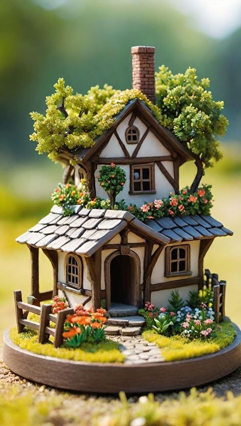 Clay Fairy House, Backyard Swings, Fairy House Diy, Pottery Houses, Doll House Crafts, Clay Houses, Putz Houses, Fairy Garden Houses, Fantasy House