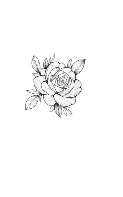 White Rose Tattoo Design, Peony Small Tattoo, Open Rose Tattoo, Rose Birth Flower Tattoo, Shoulder Rose Tattoo, Delicate Rose Tattoo, Rose Outline Tattoo, Black And White Rose Tattoo, Chest Neck Tattoo