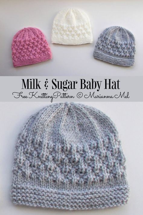 Milk & Sugar Baby Hat Free Knitting Pattern - Knitting Pattern Baby Hat Free Knitting Pattern, Knitted Baby Hats, Baby Hats Knitting Free, Baby Boy Knitting Patterns Free, Hat Free Knitting Pattern, Newborn Knit Hat, Baby Hat Knitting Patterns Free, Baby Hat Free Pattern, Boys Knitting Patterns Free