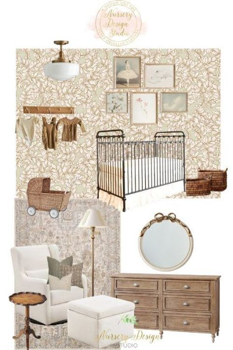 sawyer's NURSERY (1) Country Gender Neutral Nursery, Modern French Nursery, Anthropologie Baby Nursery, Vintage Chic Nursery, French Farmhouse Nursery, Vintage Wallpaper Nursery, French Countryside Nursery, Vintage Nursery Ideas Girl, Baby Girl Vintage Nursery