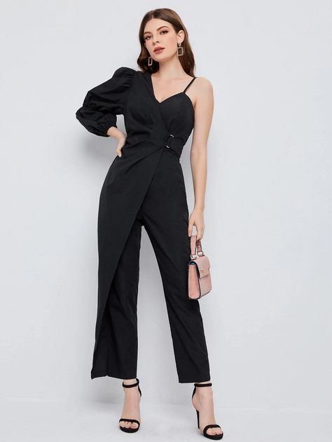 Tank Jumpsuit, Comfy Jumpsuits, Denim Trench Coat, Women Tie, Backless Jumpsuit, Gathered Sleeves, Interview Outfit, Style Noir, Jumpsuit With Sleeves