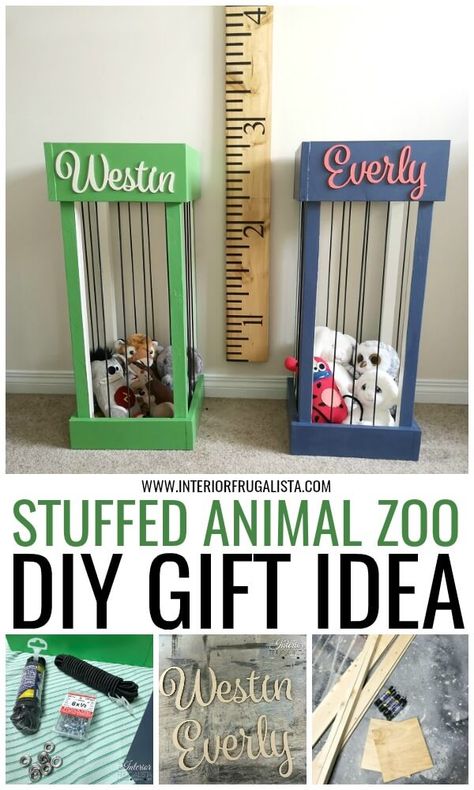 Grandparents, this adorable stuffed animal zoo is such a great DIY gift idea for grandkids to keep their stuffies corralled in one place and it's simple to make. Stuff Animal Zoo Diy Toy Storage, Zoo Stuffed Animal Holder Diy, Ariel Crafts, Animal Zoo Storage, Zoo Gift Ideas, Stuffed Animal Storage Ideas, Stuffed Animal Zoo, Diy Stuffed Animal, Stuffed Animal Holder