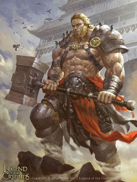 Hammer Giant Kanever (Reg), Wisnu Tan on ArtStation at https://www.artstation.com/artwork/kaJr2 Muscle Inspiration, Warrior Men, Heroic Fantasy, Rpg Characters, Male Character, Fantasy Warrior, Arte Fantasy, Character Design Male, 판타지 아트