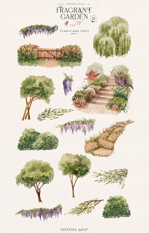 Mythical Garden, Wisteria Wedding, Wooden Staircase, Window Illustration, Fragrant Garden, Flower Arch, Frame Floral, Garden Illustration, Canvas Learning