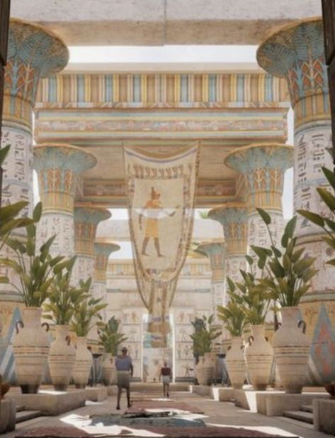 Ancient Egypt Temple, Ancient Egypt Architecture, Ancient Egypt Aesthetic, Joseph In Egypt, Ancient Egyptian Architecture, Egyptian Architecture, Assassin's Creed Origins, Egypt Concept Art, Egypt Aesthetic